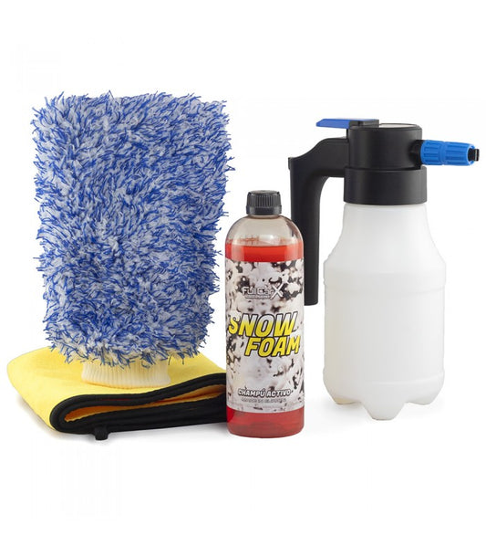 KIT FOAMER ALTA ESPUMA CON ACCESORIOS - SNOW FOAM + PULVERIZADOR ELÉCTRICO + MANOPLA + TOALLA JUMBO