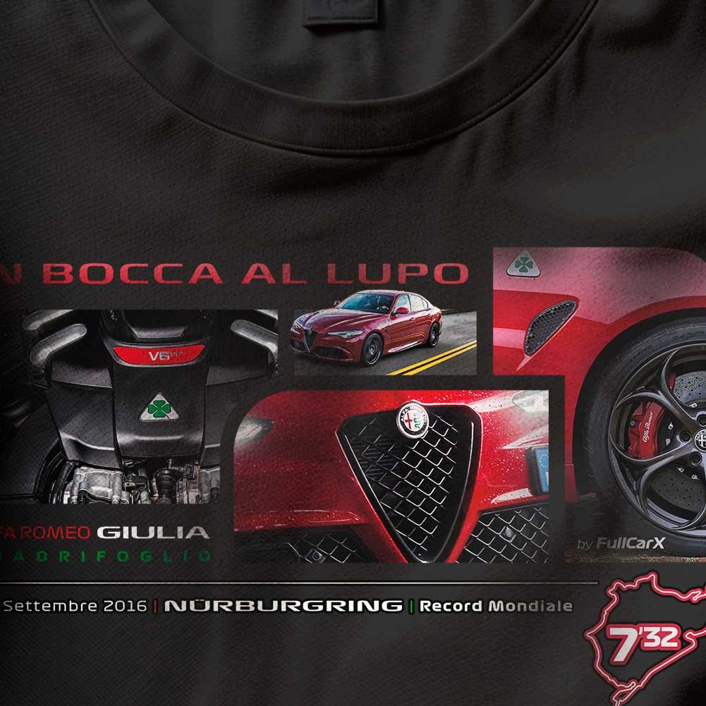 Camiseta - ALFA ROMEO GIULIA QUADRIFOGLIO "In Bocca Al Lupo"
